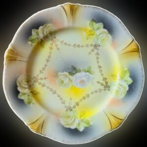Handpainted Porcelain Rose Plate from Bavaria
